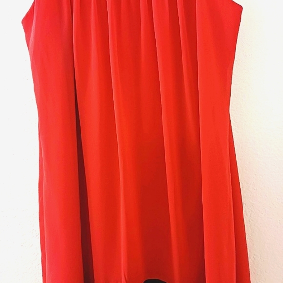 ENFOCUS Studio RED ORANGE Flowy Dress Sz 10 Sleeveless Color block Cocktail - Picture 5 of 9